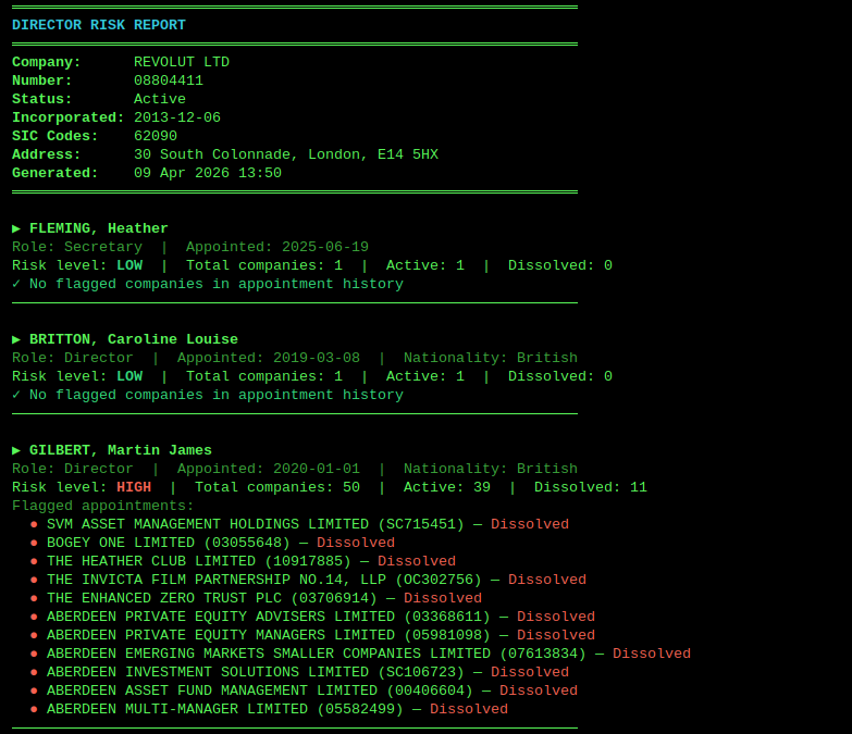 Companies House Risk Checker